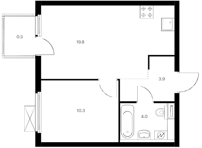 1-комнатная квартира 38.5 м², 9/11 эт., ЖК «Витебский парк»